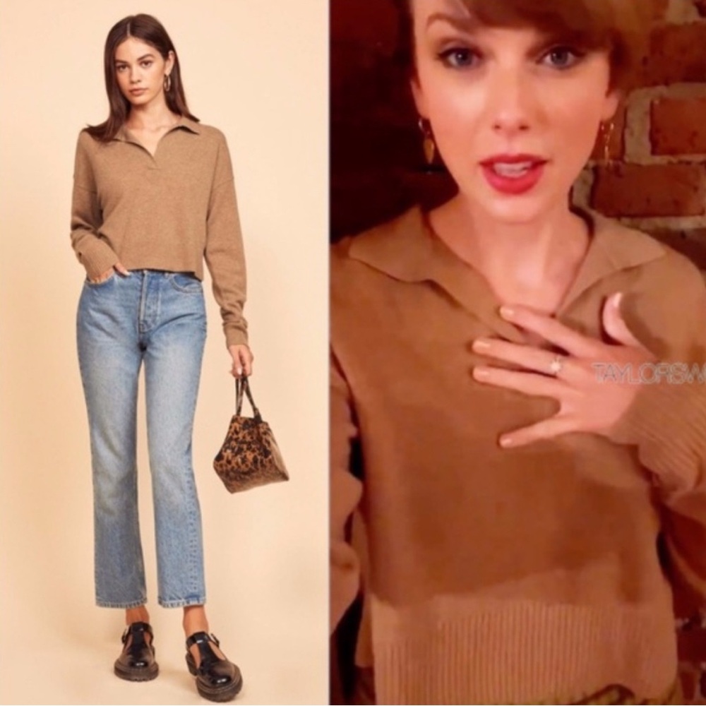 Reformation Beckie Cashmere Collared Sweater
